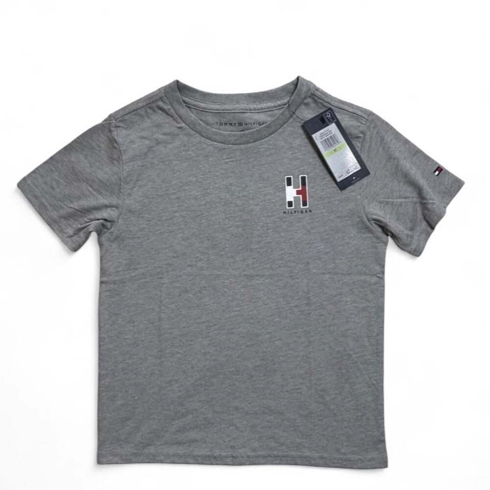 Tommy Hilfiger Kids Short Sleeve Logo T-Shirt Gray 4T